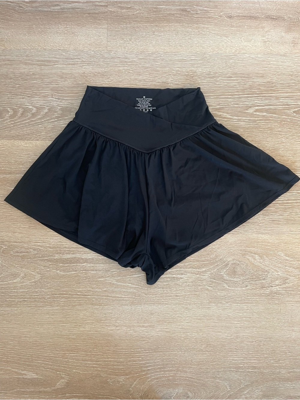 Amazon Women's Black High-Waist Athletic Shorts with V-Waistband